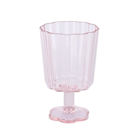 Verre a vin plastique fleur pink