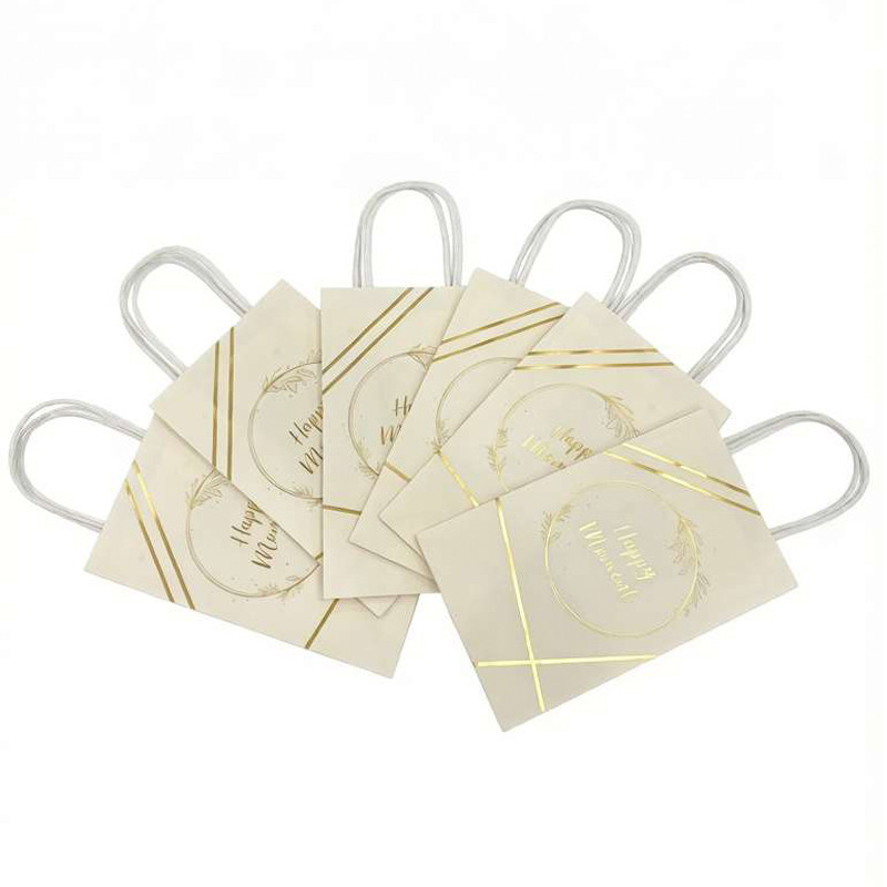 Sac cadeau papier x6 white gold