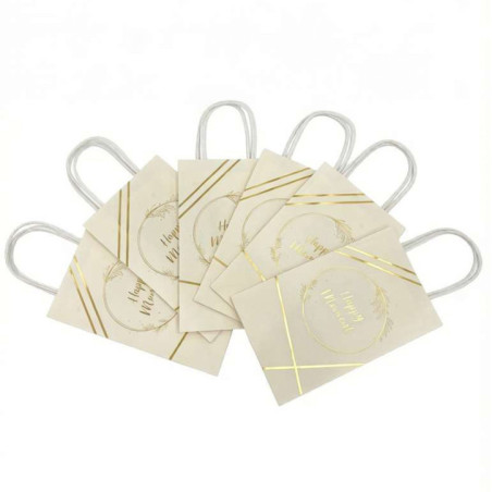 Sac cadeau papier x6 white gold