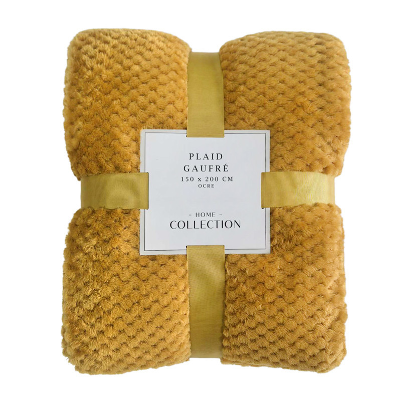 Plaid gaufre 150x200cm ocre