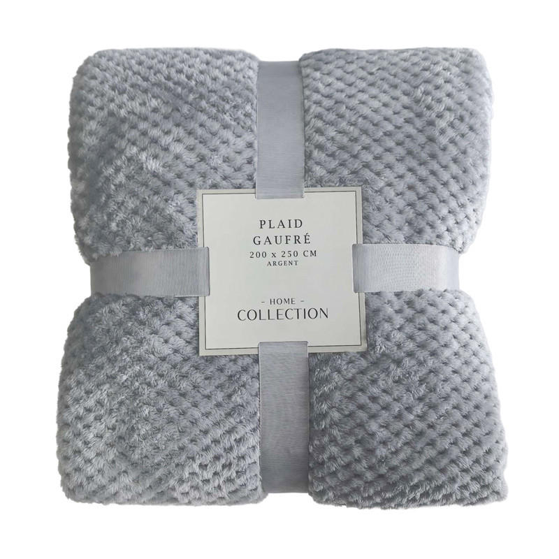 Plaid gaufre 200x250cm argent