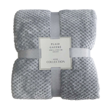 Plaid gaufre 200x250cm argent