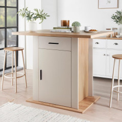 Ilot de cuisine creme / bois