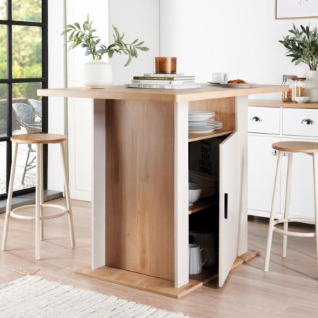 Ilot de cuisine creme / bois