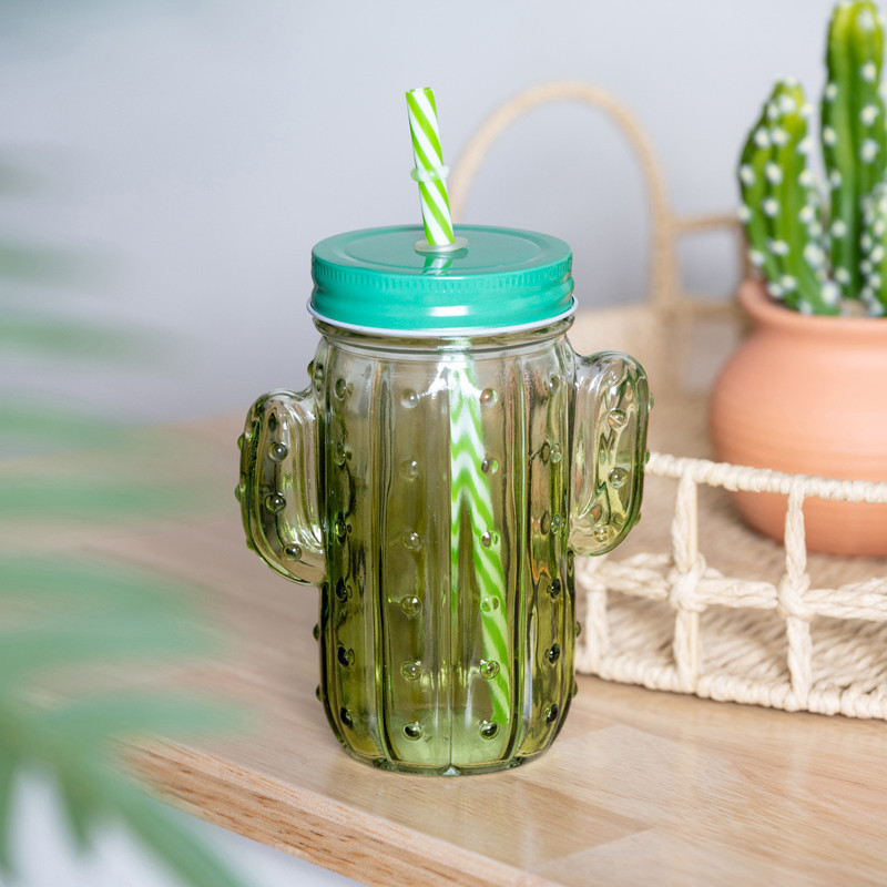 Gobelet avec paille cactus  2ass