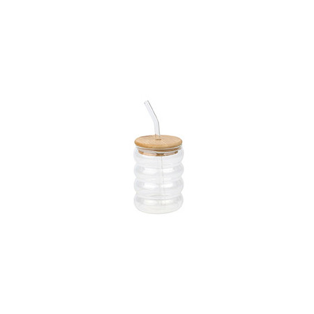 Gobelet en verre bubble+paille