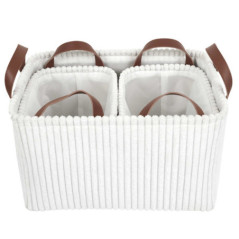 Panier velours cotele x3 blanc