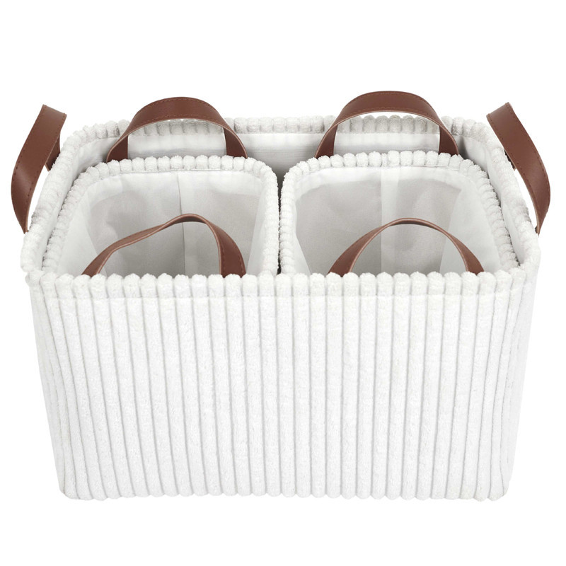 Panier velours cotele x3 blanc