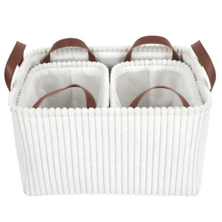 Panier velours cotele x3 blanc