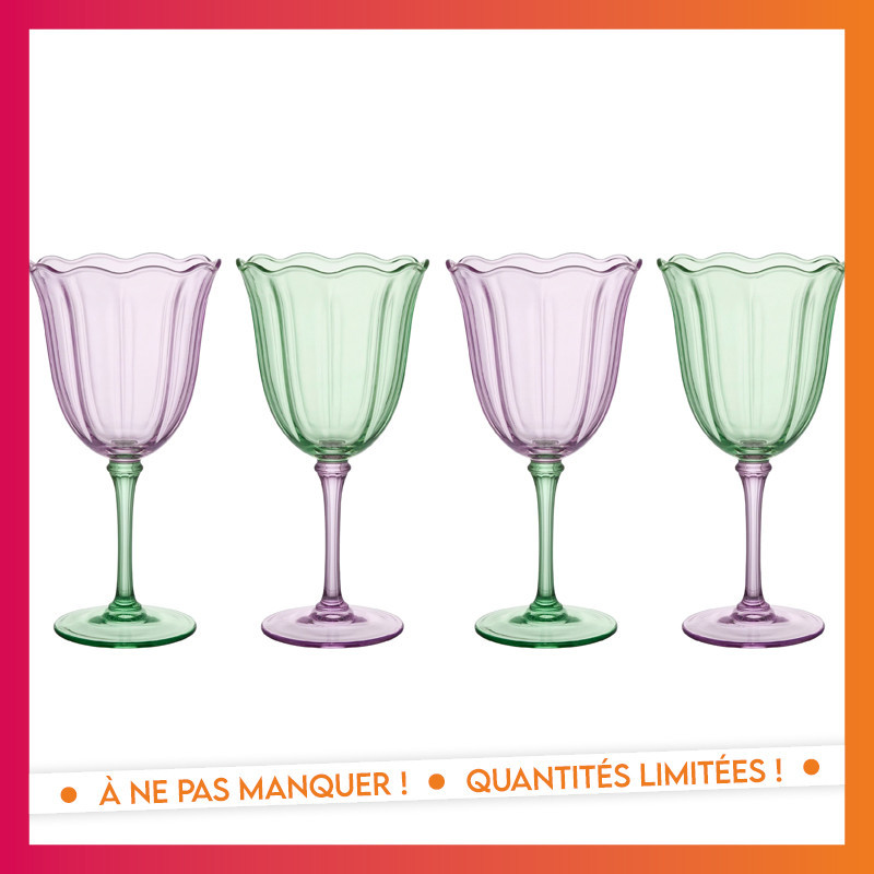 Pack de 4 verres a vin fleur