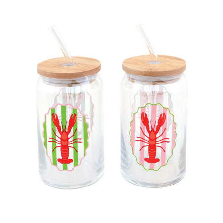 2 gobelets en verre homard