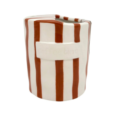 Mug avec bec motif rayure marron