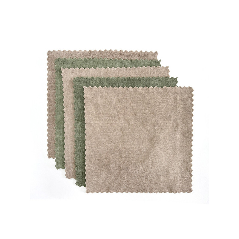 5 chiffons mircofibre beige/vert