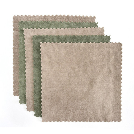 5 chiffons mircofibre beige/vert