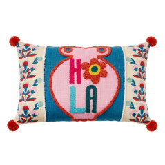 Coussin hola pompons 50x30cm