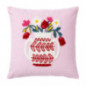 Coussin vase fleuri 45x45cm rose
