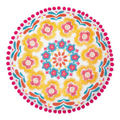 Coussin  brode pompons d40cm