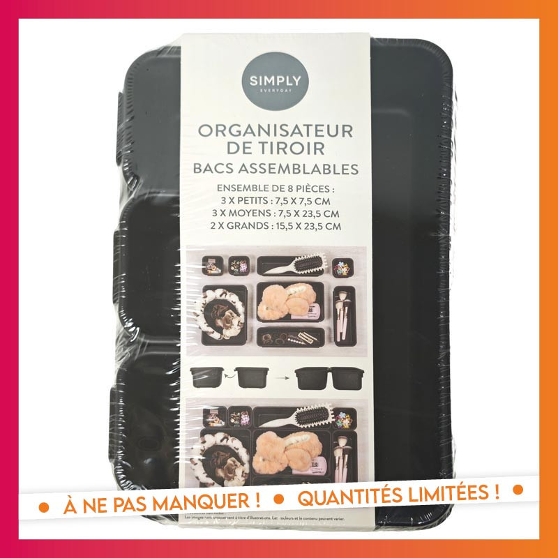 Rangements tiroirs x8 noir