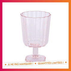 Verre a vin plastique fleur pink