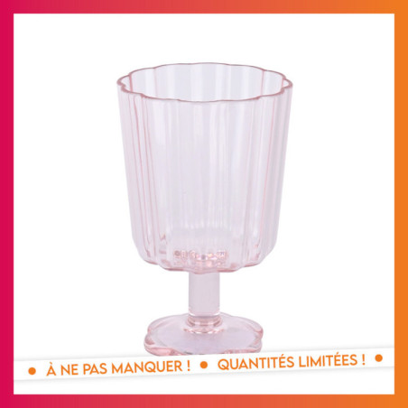 Verre a vin plastique fleur pink