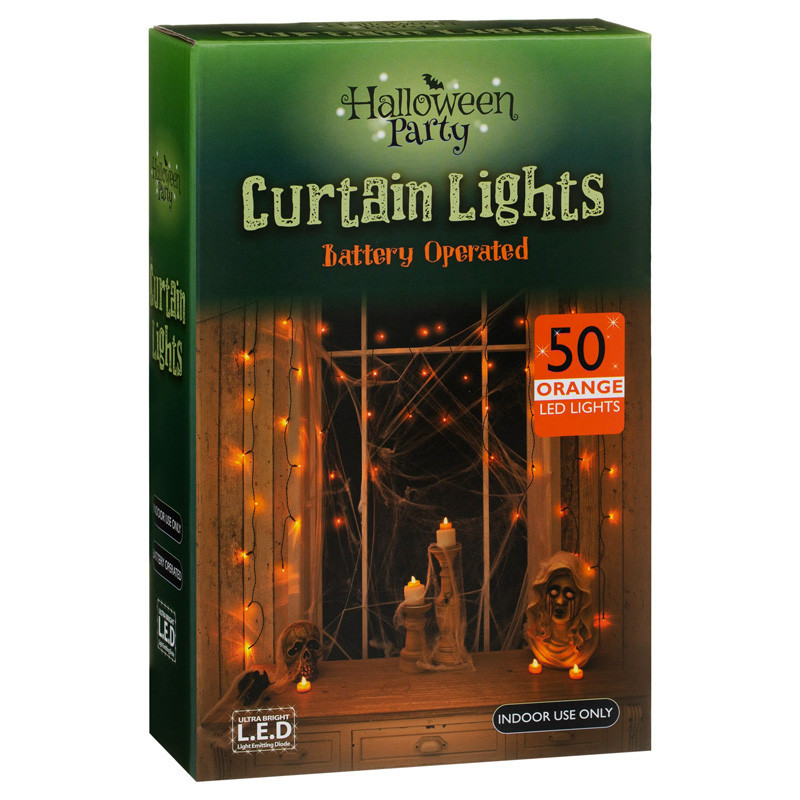 Rideau de 50 led orange hallowee