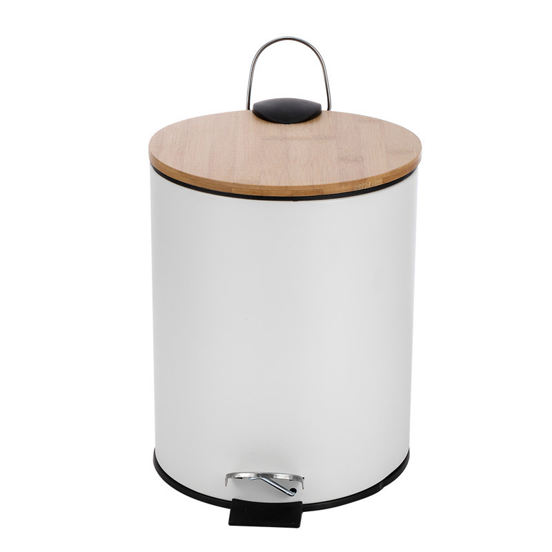 Poubelle 5l blanche + bambou