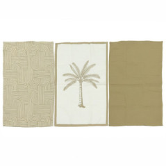 Lot de 3 torchons palmier beige