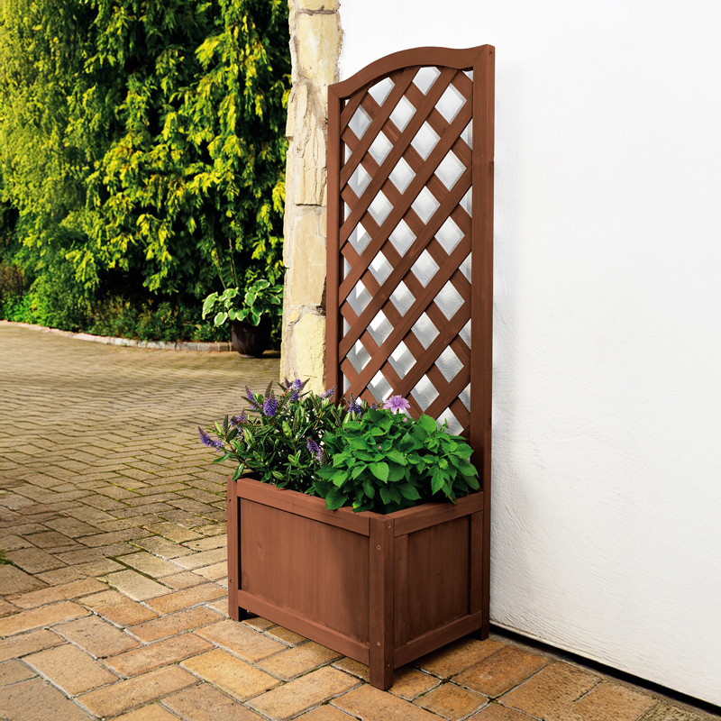 Jardiniere en bois avec treillis