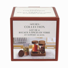 4 bocaux a epice et support