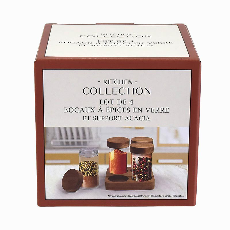 4 bocaux a epice et support