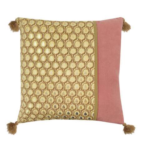 Coussin imprime dore 40x40cm pom