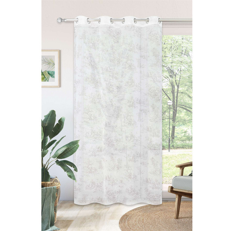 Voile toile de jouy beige
