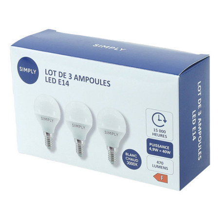 Ampoule e14 470lm simply x3