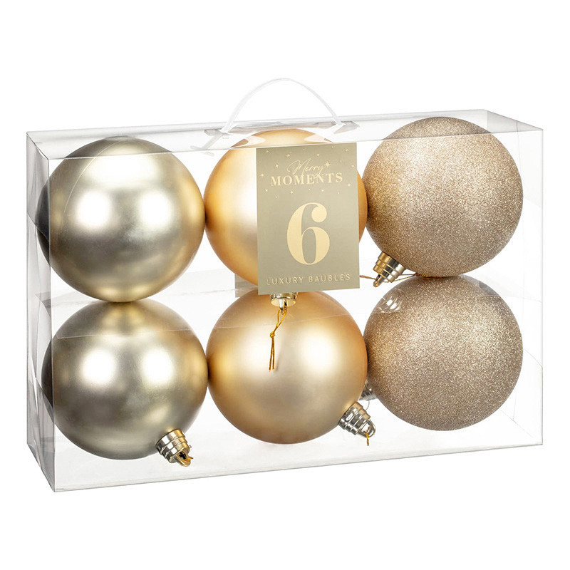 Pack de 6 boules 15cm dore