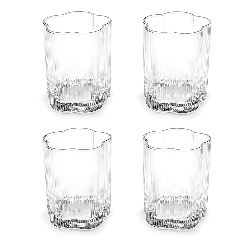 Lot de 4 verres bas fleur