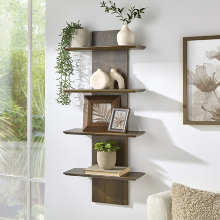 Etagere 4 etages effet noyer