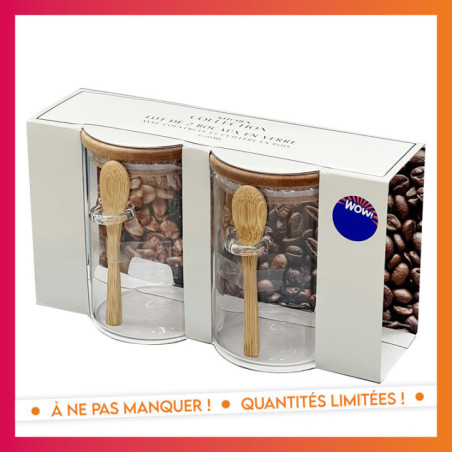Lot de 2 bocaux avec cuillere