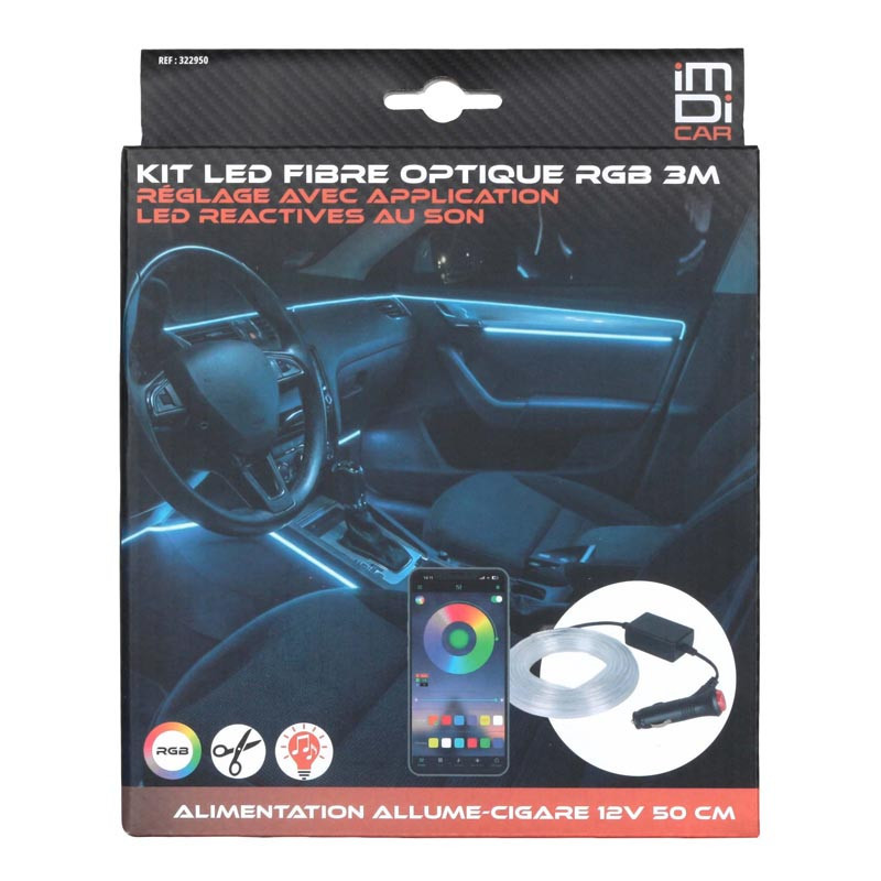 Kit led fibre optique rgb 3m