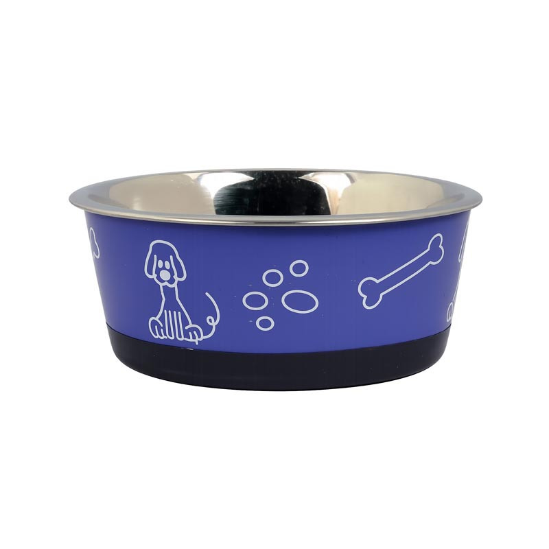Gamelle inox paroi decor bleu