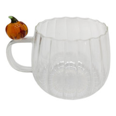 Mug en verre cotele/ citrouille