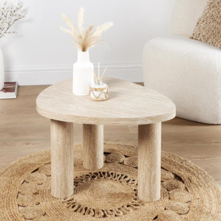 Table d'appoint effet travertin