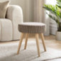 Pouf velours marron cotele