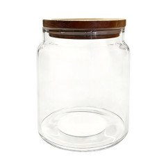 Bocal en verre couvercle acacia