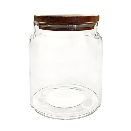 Bocal en verre couvercle acacia