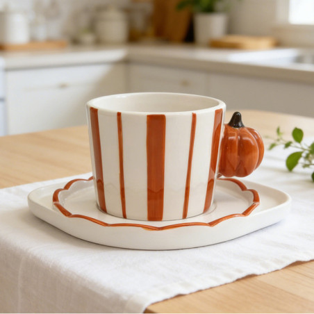 Tasse+coupelle orange/citrouille