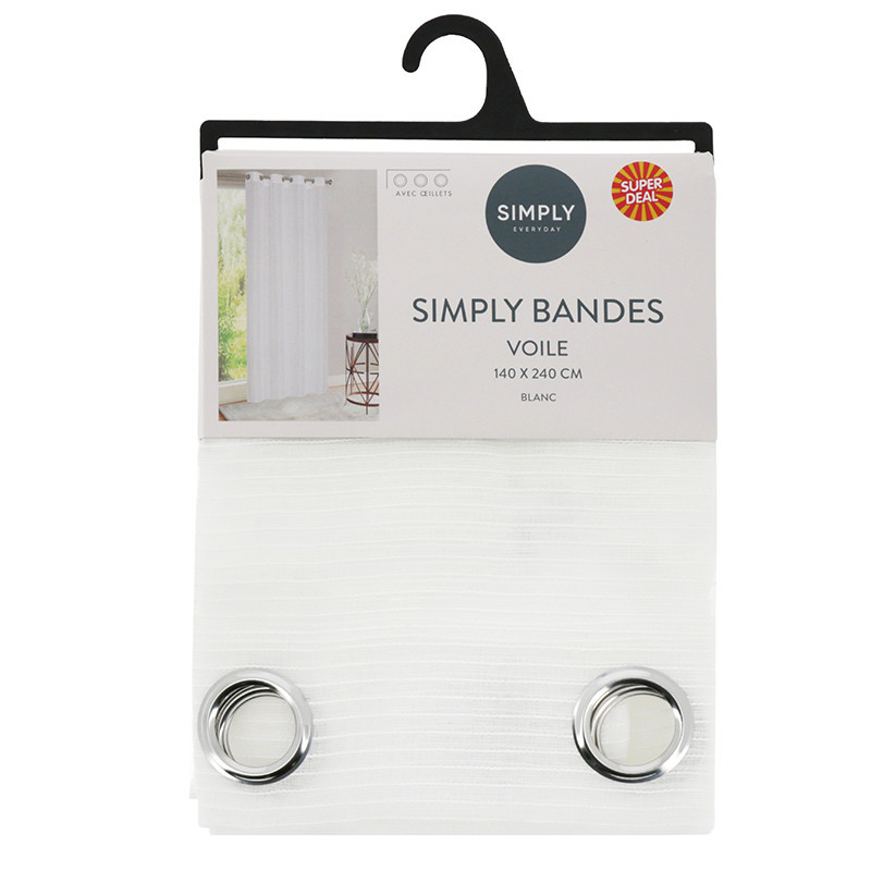 Voile simply bandes 140x240cm bl
