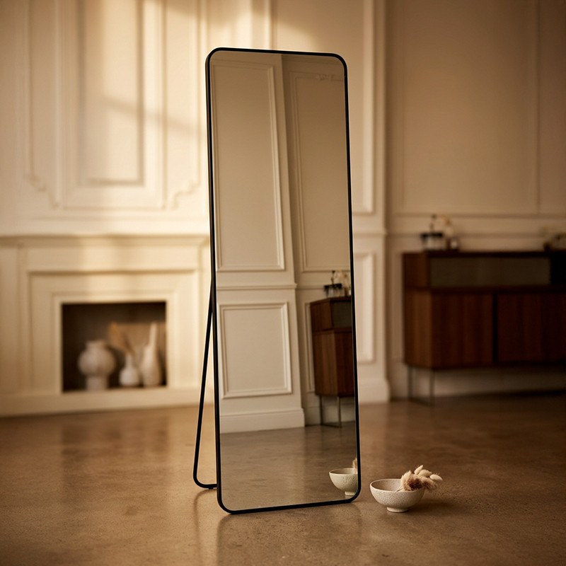 Miroir sur pied noir