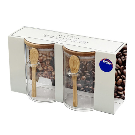 Lot de 2 bocaux avec cuillere