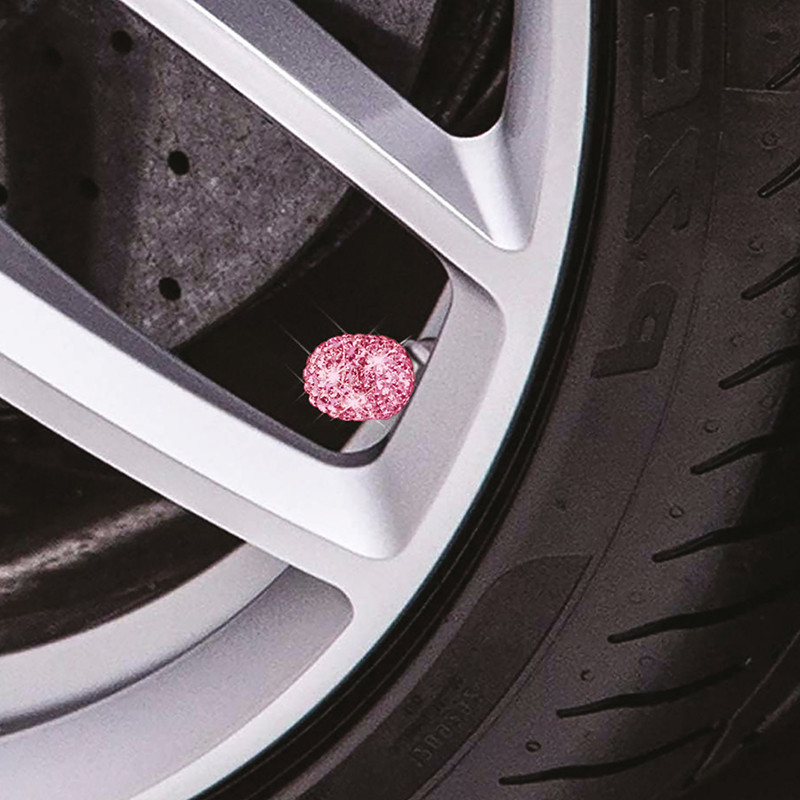 4 bouchons de valve rose