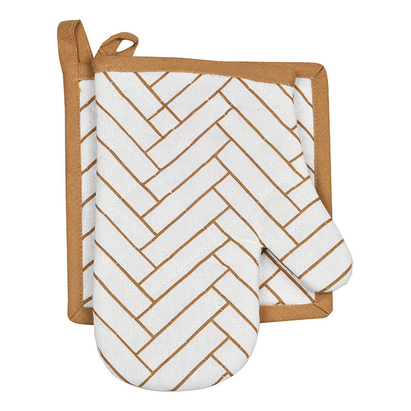 Gant et manique motif rectangle